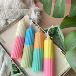 Two Tone Ribbed Dinner Pillar Candle