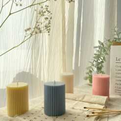 Small Ribbed Pillar Candle