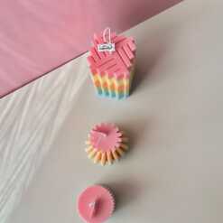 Colourful Zigzag Shaped Striped Candle
