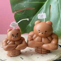 Set of 2 Buff Bear Candles