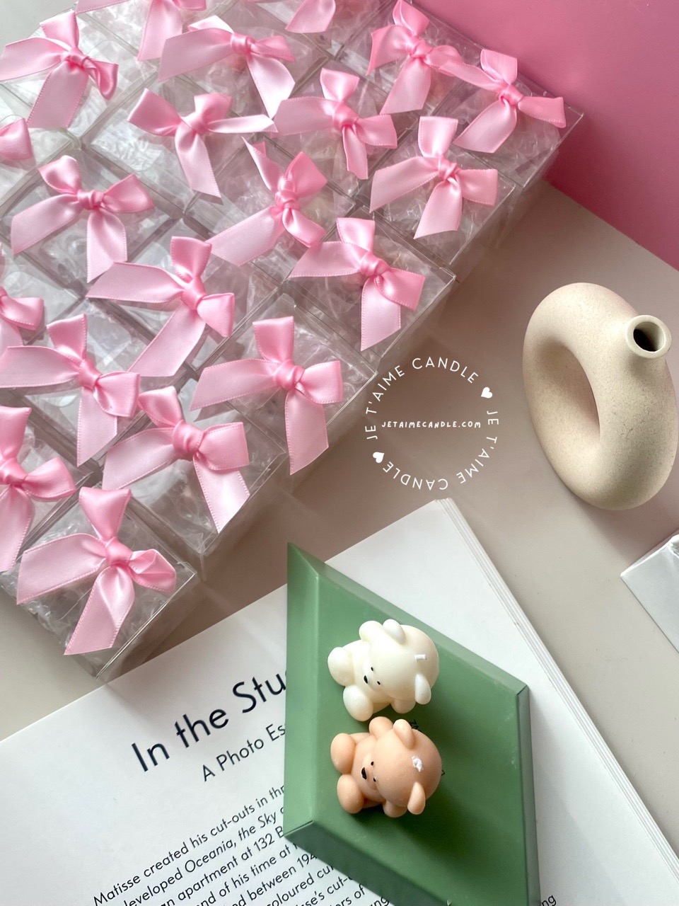 Mini Teddy Bear Candle in Clear Box with Personalized Labels and Ribbon Bow - Image 12