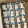 Mini Teddy Bear Candle in Gift Box with Personalized Label and Ribbon – a charming teddy bear-shaped candle, individually packaged with custom label and ribbon. Perfect for baby showers, gender reveals, and newborn celebrations, bringing warmth and a personal touch to any baby-themed event
