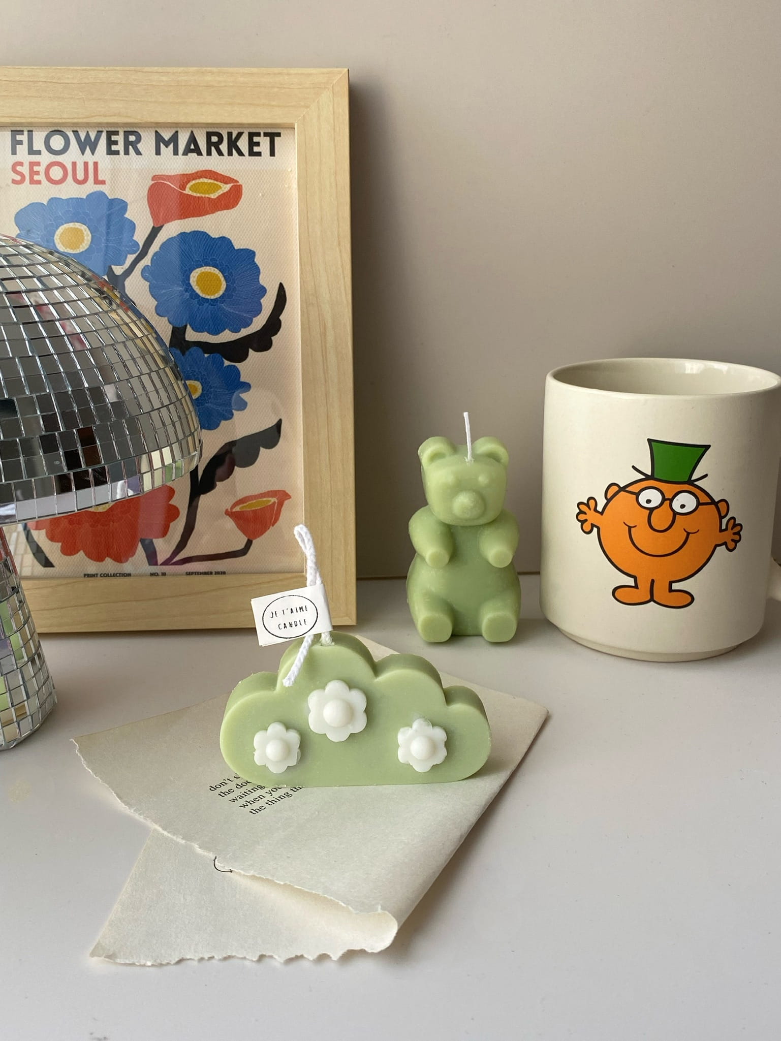 Set of 2 Flower Cloud Candle, Cloud Handmade Soy Wax Candle - Image 4
