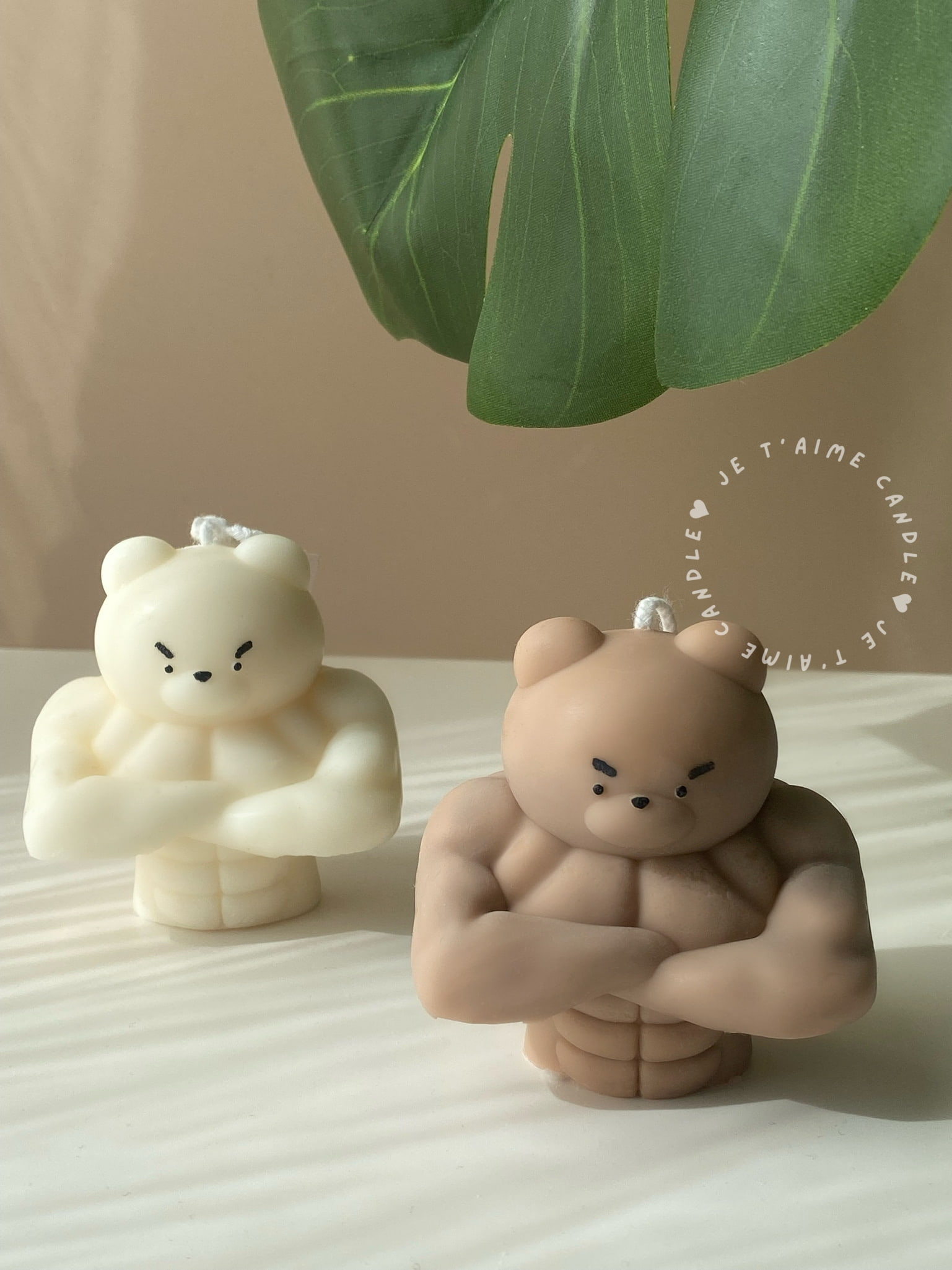 Set of 2 Buff Bear Candles - Image 3
