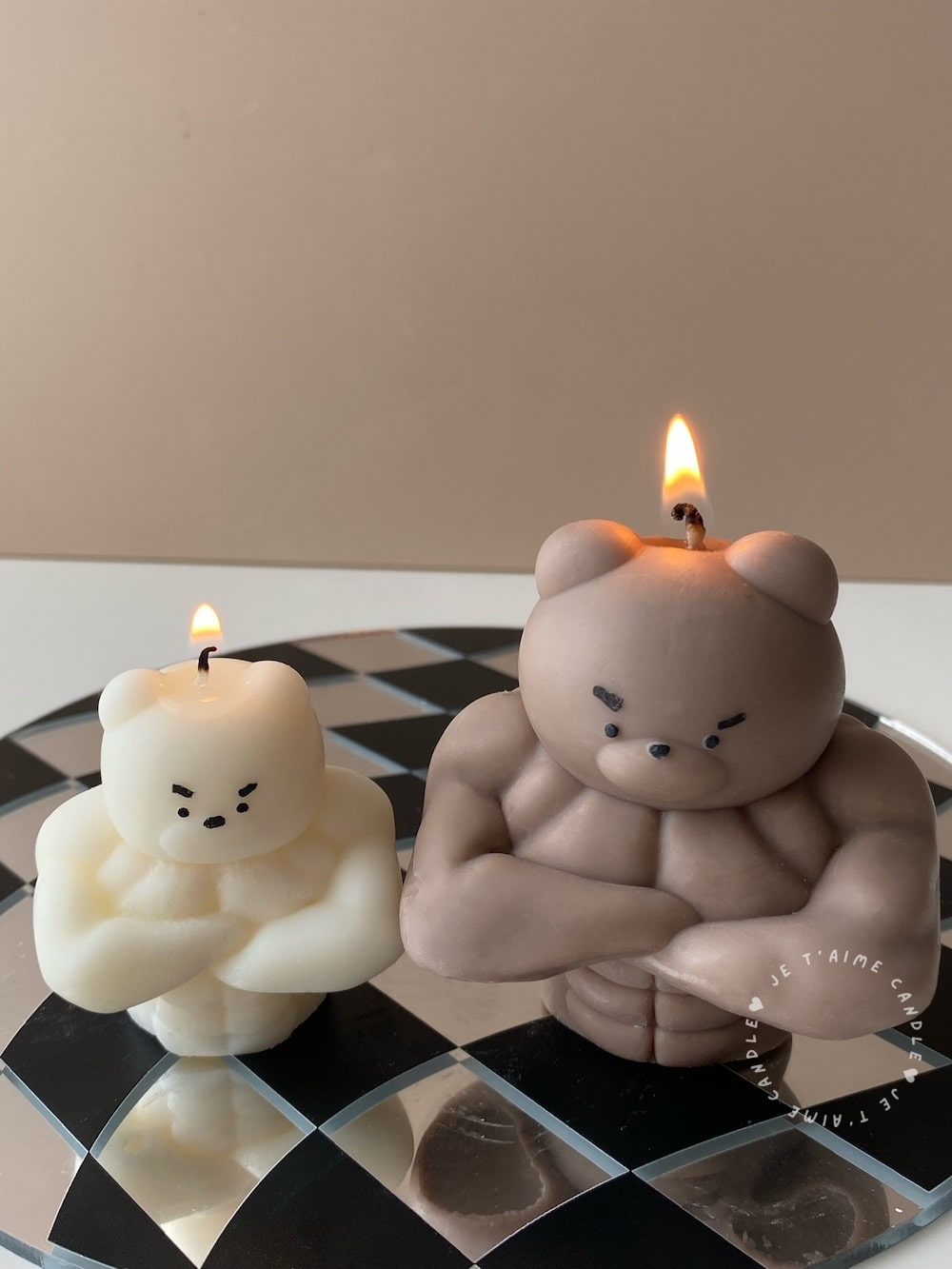 Set of 2 Buff Bear Candles - Image 8