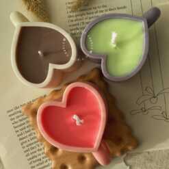 Heart cup coffee mug candle