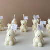 Mini Teddy Bear Candle in Gift Box with Personalized Label and Ribbon – a charming teddy bear-shaped candle, individually packaged with custom label and ribbon. Perfect for baby showers, gender reveals, and newborn celebrations, bringing warmth and a personal touch to any baby-themed event