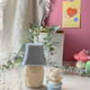 Set of handcrafted Muffin Teddy Bear Candles made from natural soy wax, designed in pastel cupcake holders in pink, purple, and brown. Cute decorative bear-shaped candles ideal for home décor, nursery styling, birthday gifts, anniversaries, baby showers, or special occasions. Handmade in the UK, these kawaii aesthetic candles add a cozy, unique, and charming touch to any space.