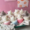 Set of handcrafted Muffin Teddy Bear Candles made from natural soy wax, designed in pastel cupcake holders in pink, purple, and brown. Cute decorative bear-shaped candles ideal for home décor, nursery styling, birthday gifts, anniversaries, baby showers, or special occasions. Handmade in the UK, these kawaii aesthetic candles add a cozy, unique, and charming touch to any space.