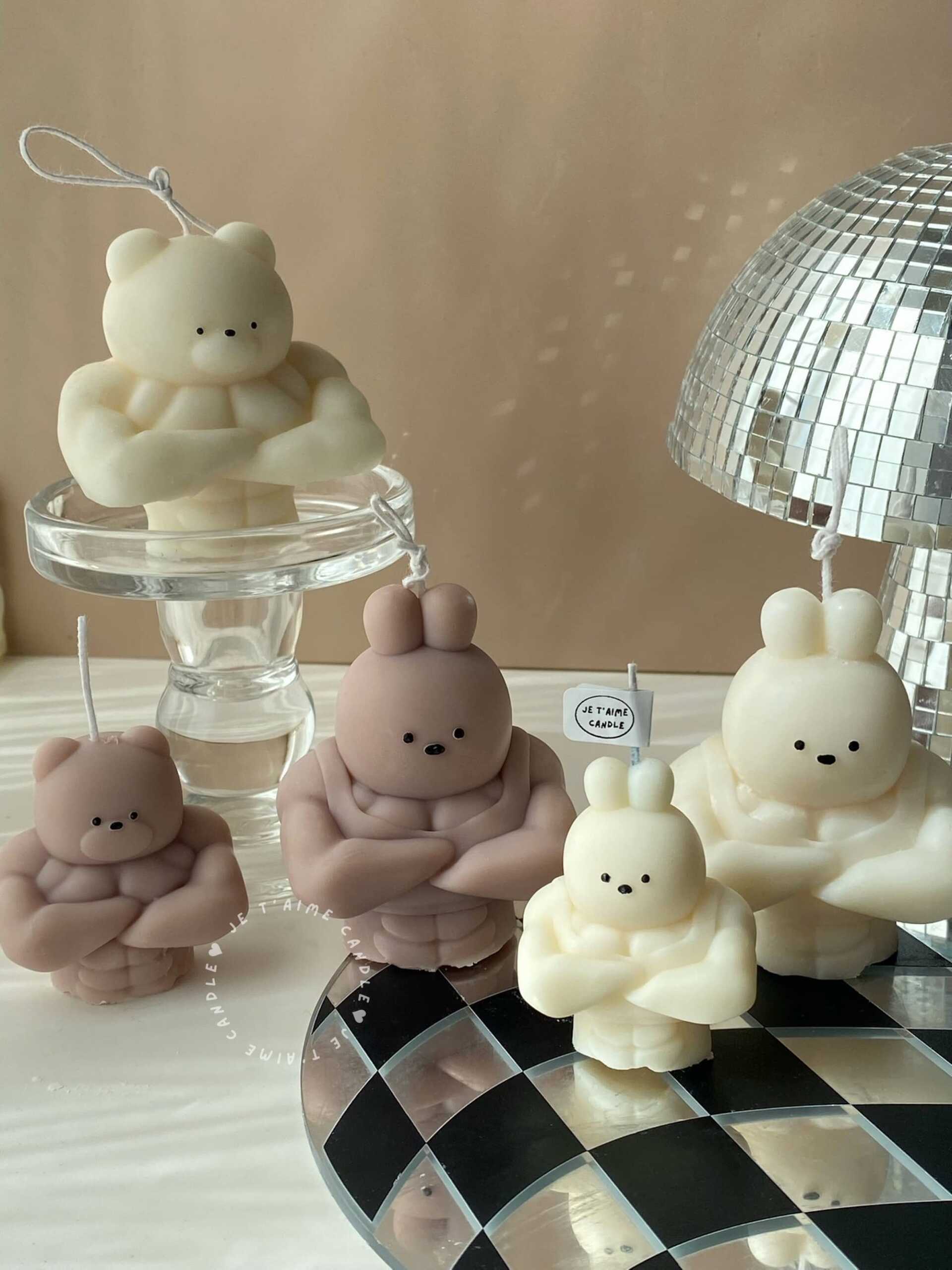 Set of 2 Buff Bear Candles - Image 7