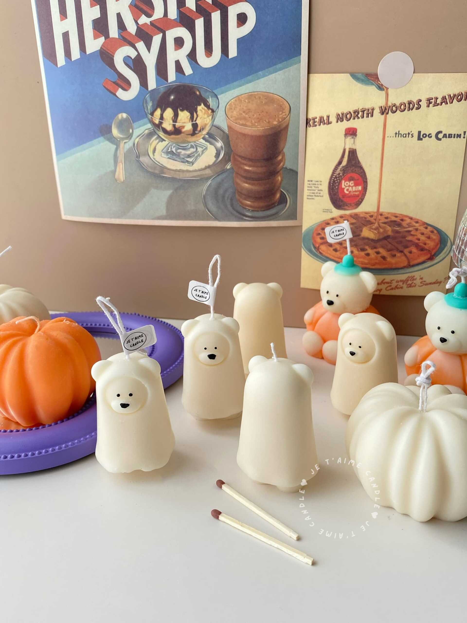Ghost Teddy Bear Halloween Candle - Image 2