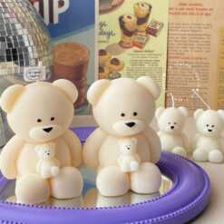 Large bear with baby bear candle