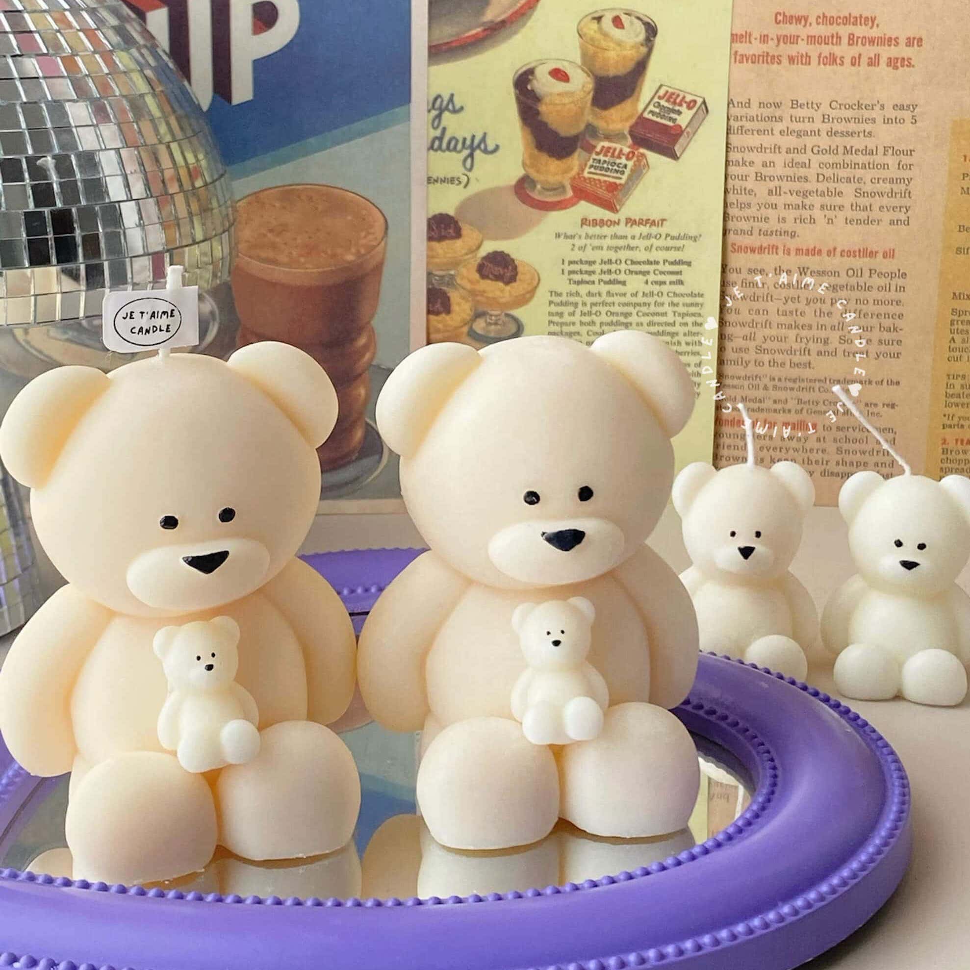 Large bear with baby bear candle