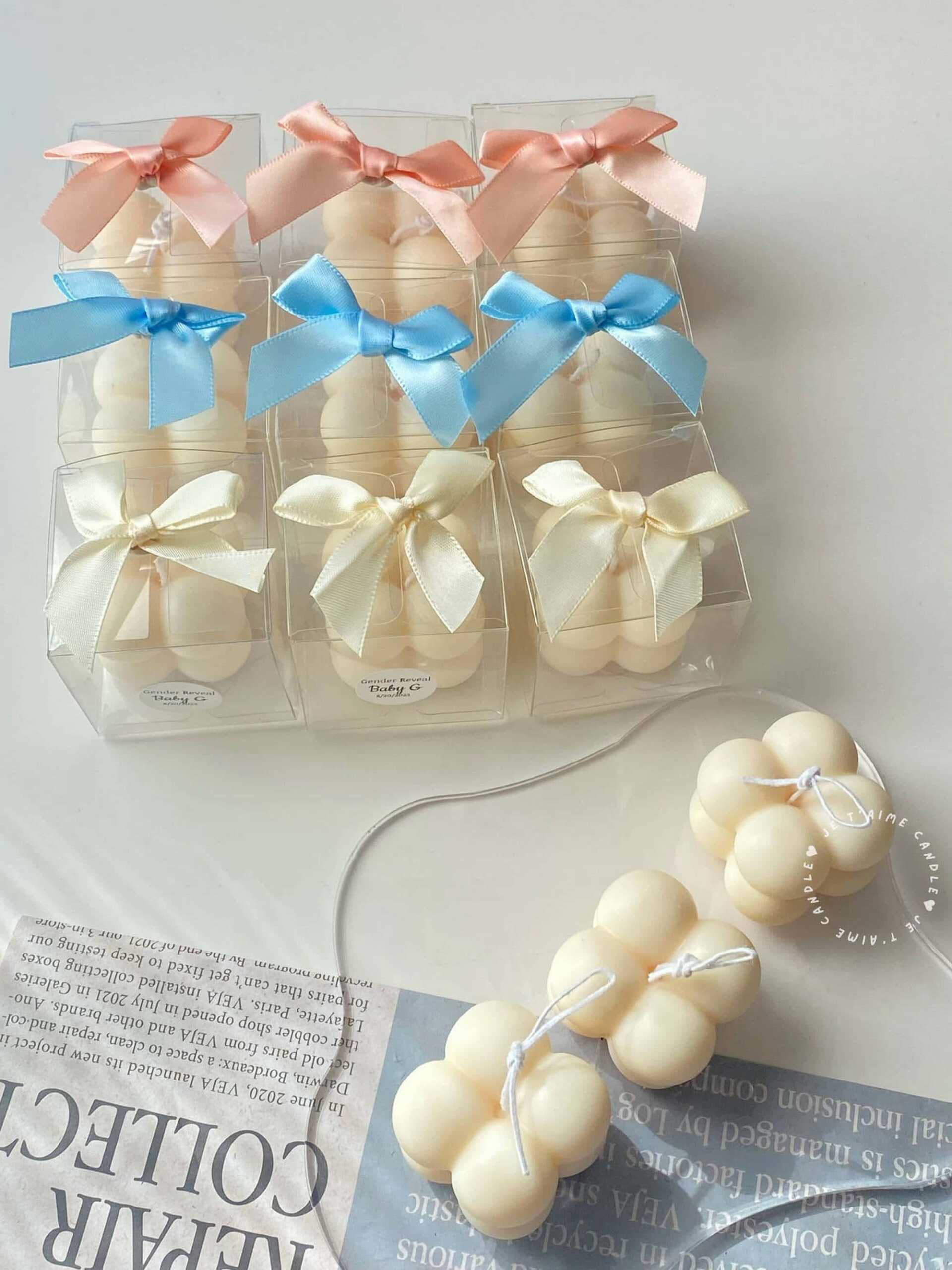Mini bubble candle in clear box with ribbon bow - Image 6