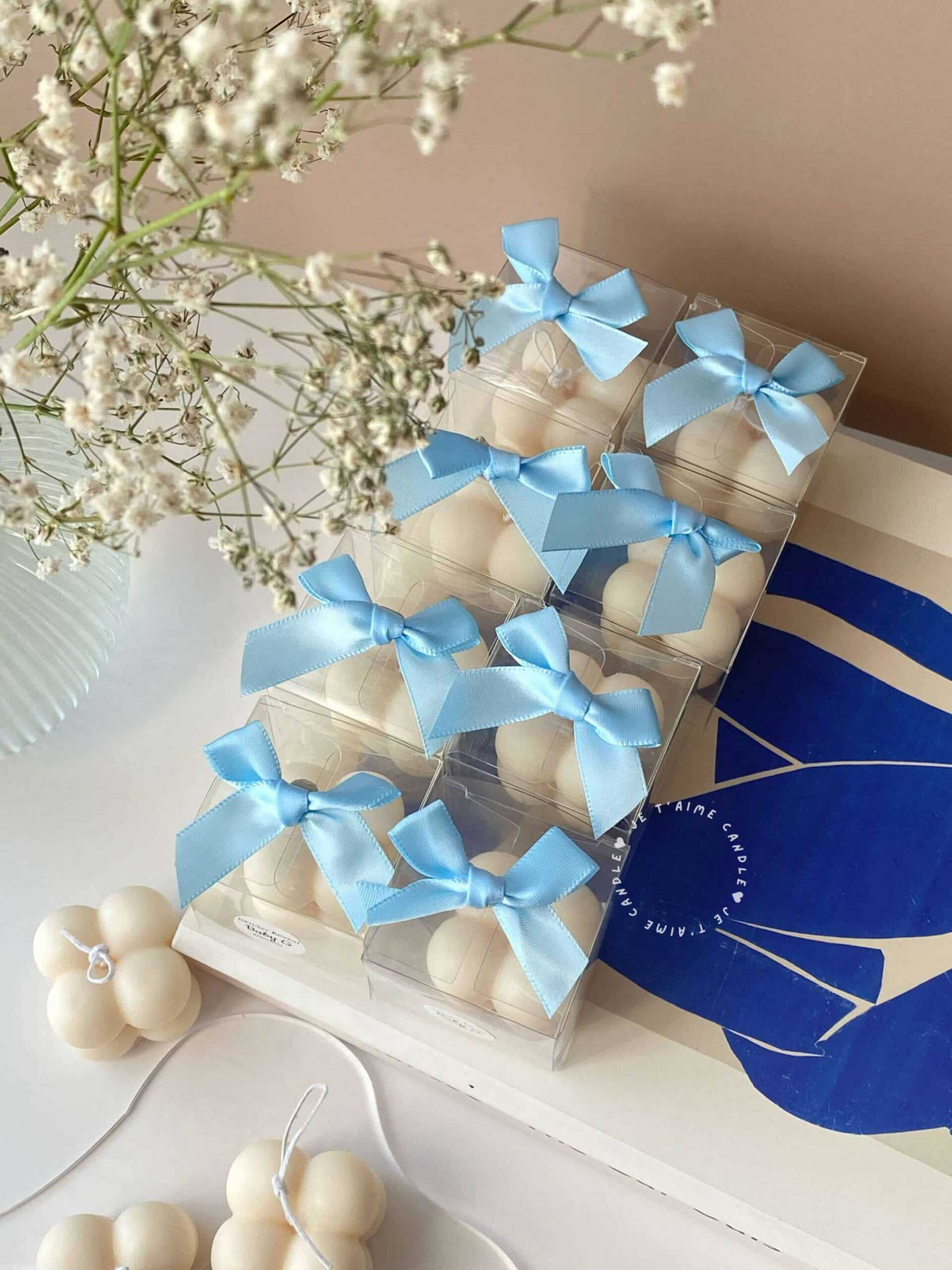 Mini bubble candle in clear box with ribbon bow - Image 3