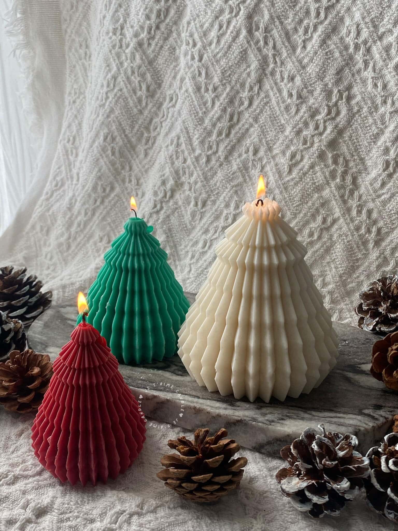 Origami Christmas Tree Candle - Medium - Image 7