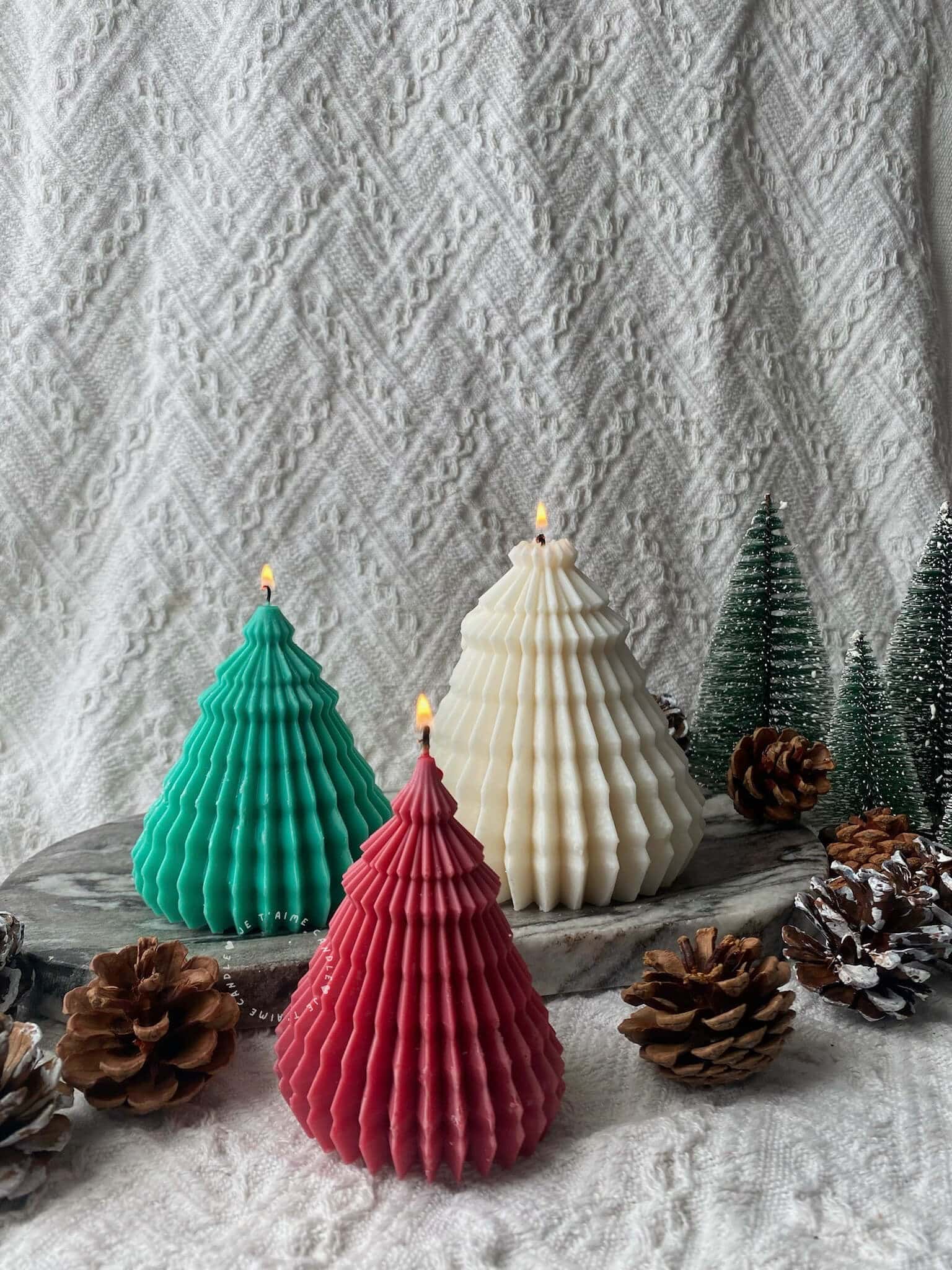 Origami Christmas Tree Candle - Medium - Image 4