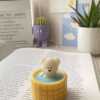 Handmade soy wax animal hot spring bath candles with bears, ducks, and bunnies in colorful tubs – kawaii home decor and unique gift idea.