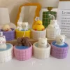 Kawaii soy wax candles with animals in mini hot spring tubs – perfect handmade gift for birthdays and home decor.