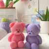 Handmade teddy bear candles in pink and lavender colors, crafted by Je T’aime Candle. Cute decorative bear-shaped candles, perfect for gifts, baby showers, weddings, or cozy home décor.