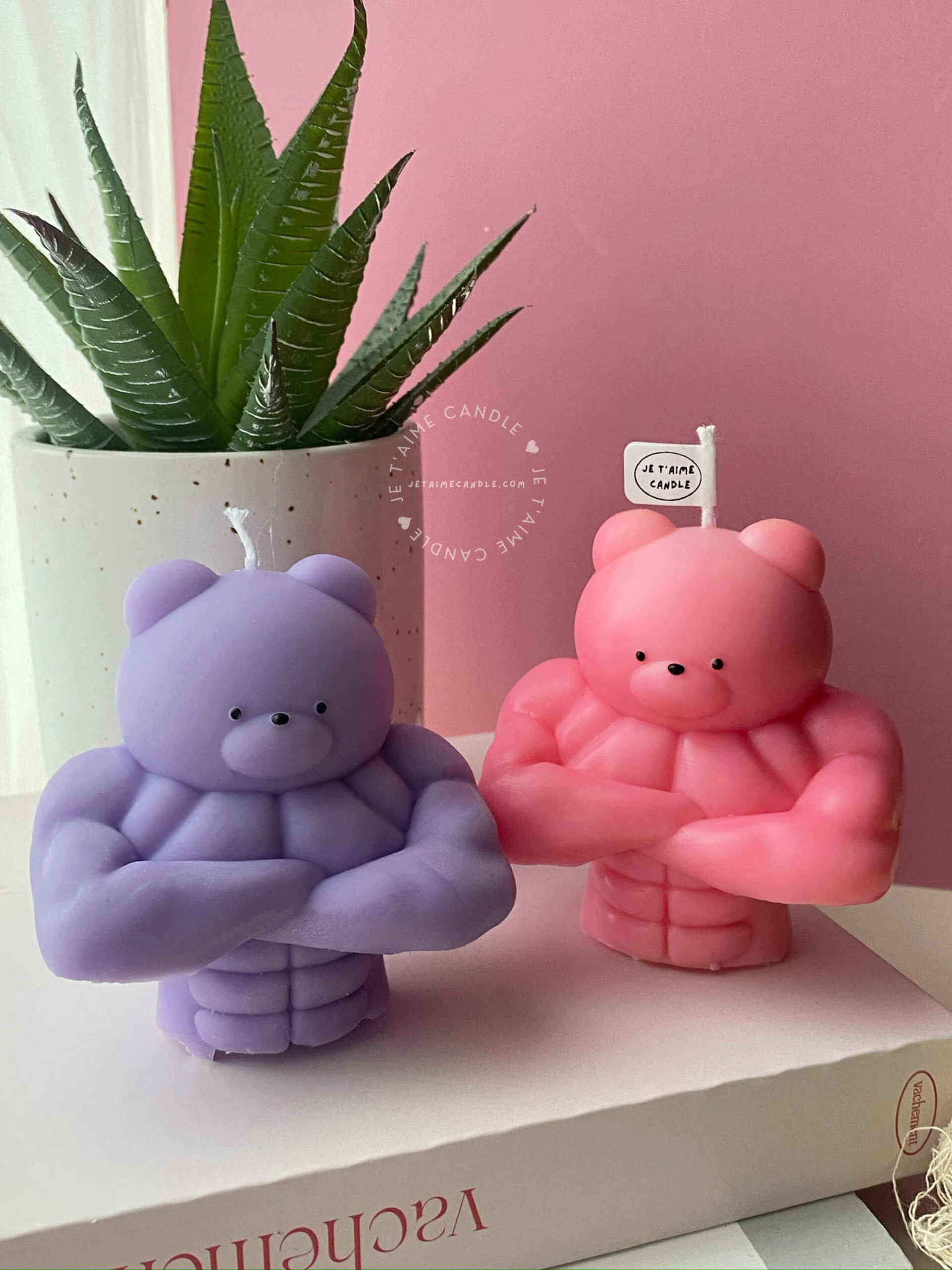 Set of 2 Buff Bear Candles - Image 2