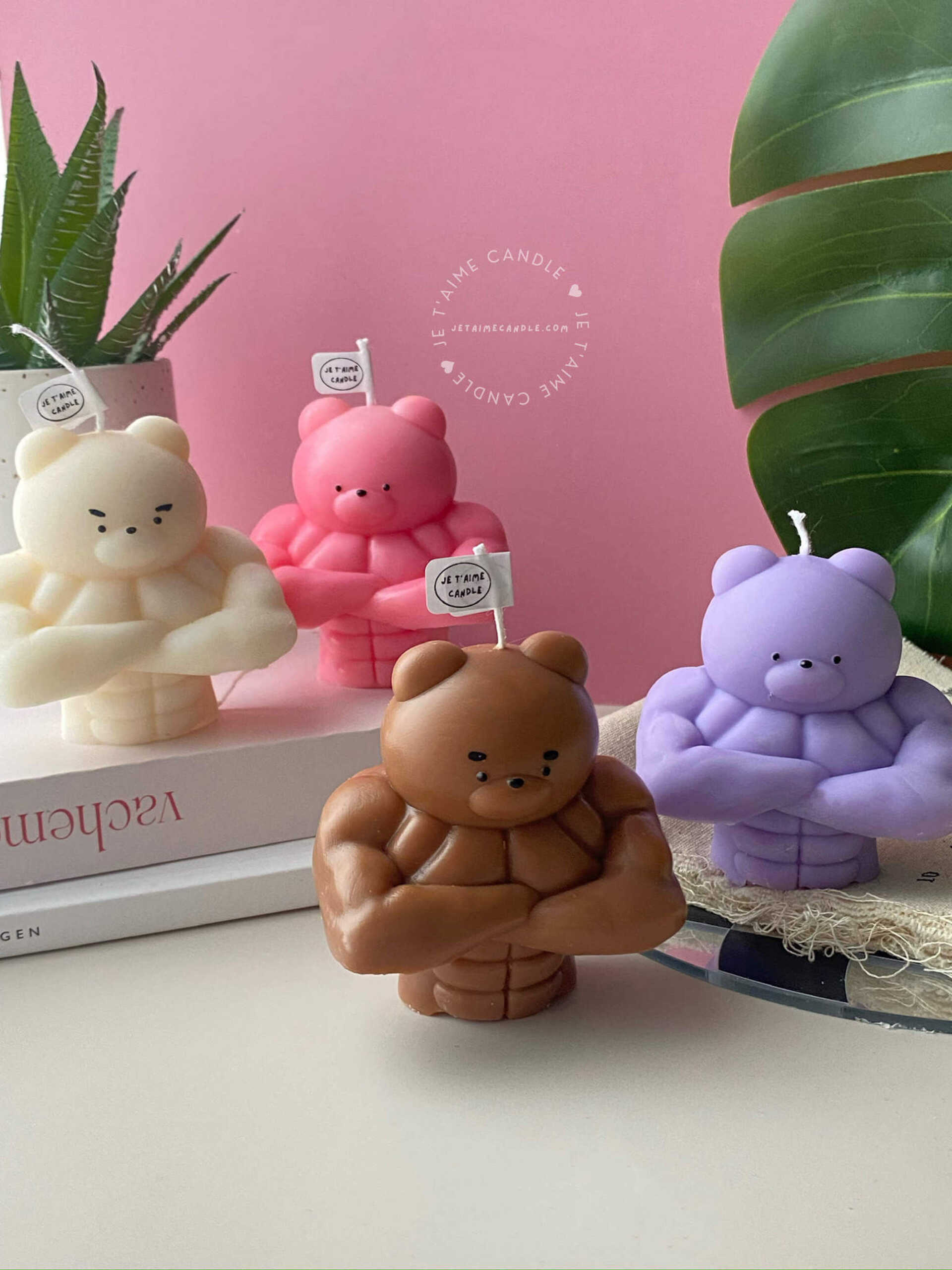 Set of 2 Buff Bear Candles - Image 10