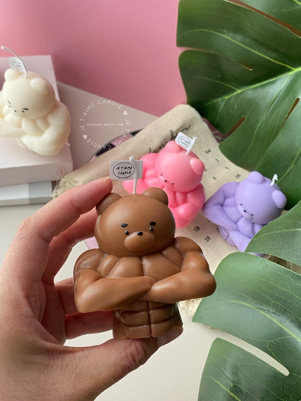 Set of 2 Buff Bear Candles - Image 17