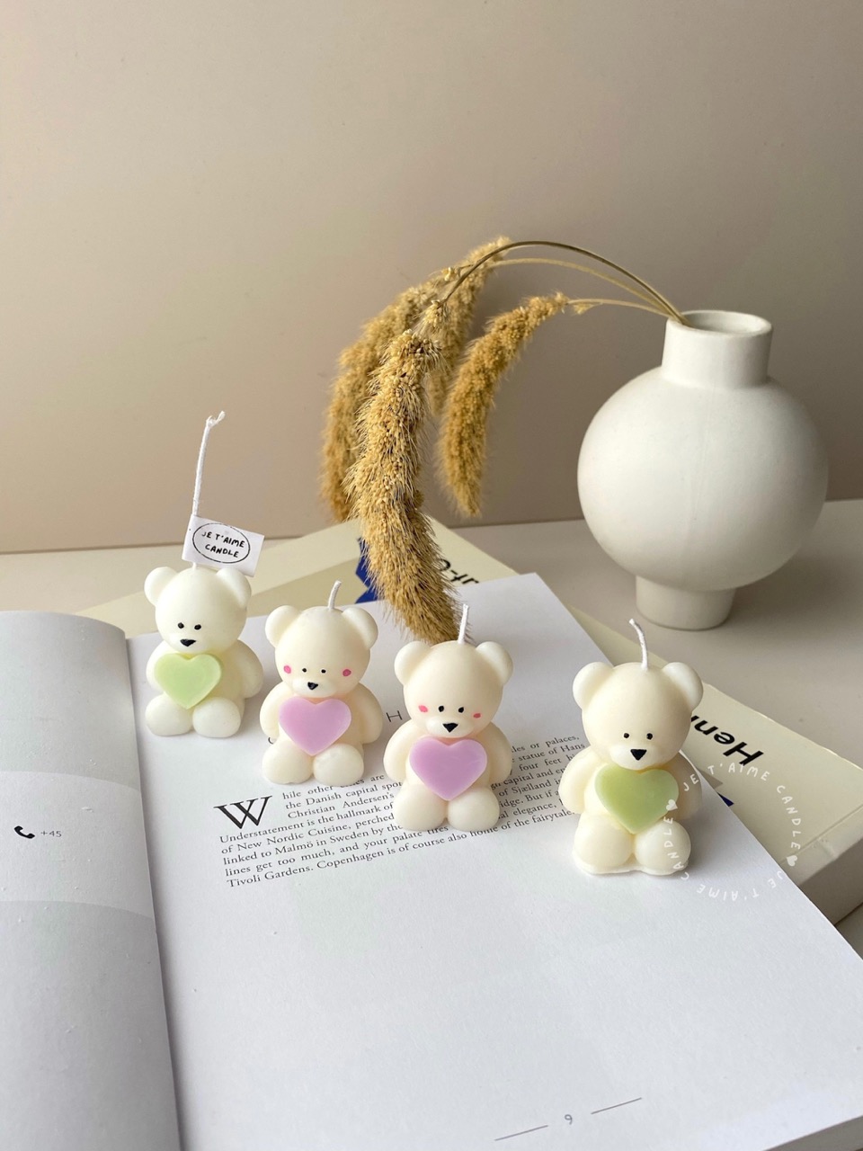 Mini Bear Candle with Heart - Image 2