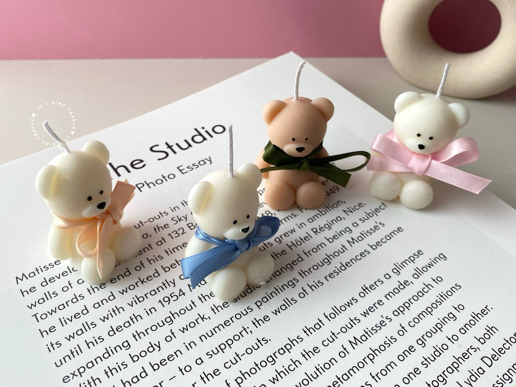 Mini Bear Candle with Ribbon - Image 6