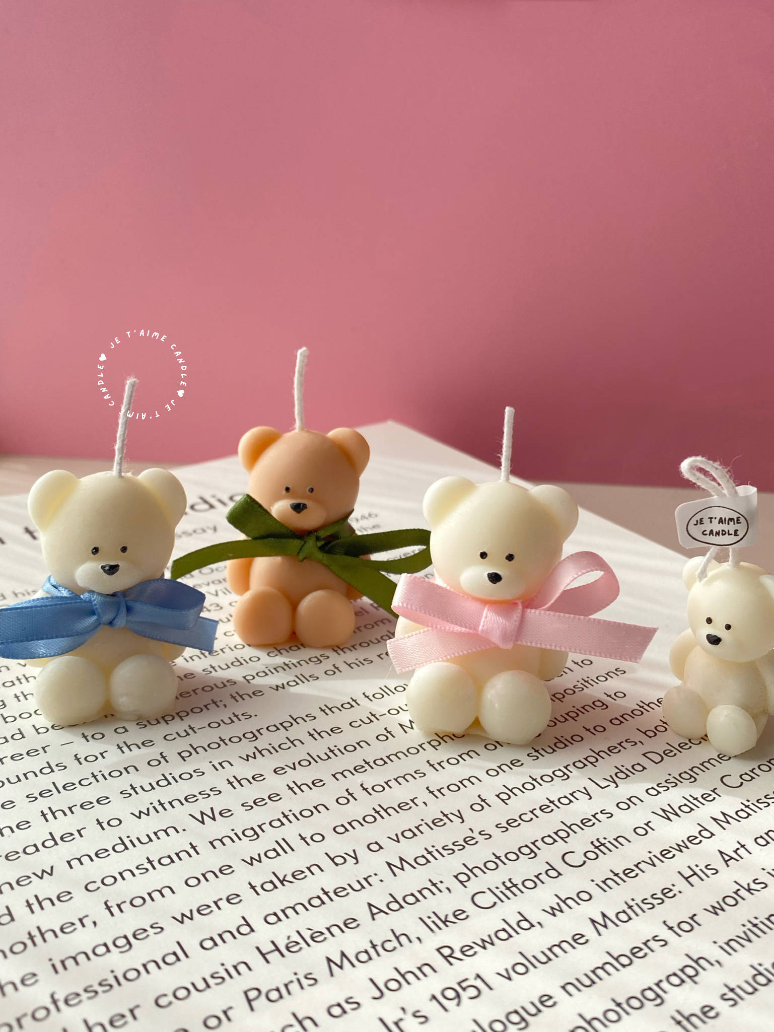 Mini Bear Candle with Ribbon - Image 3