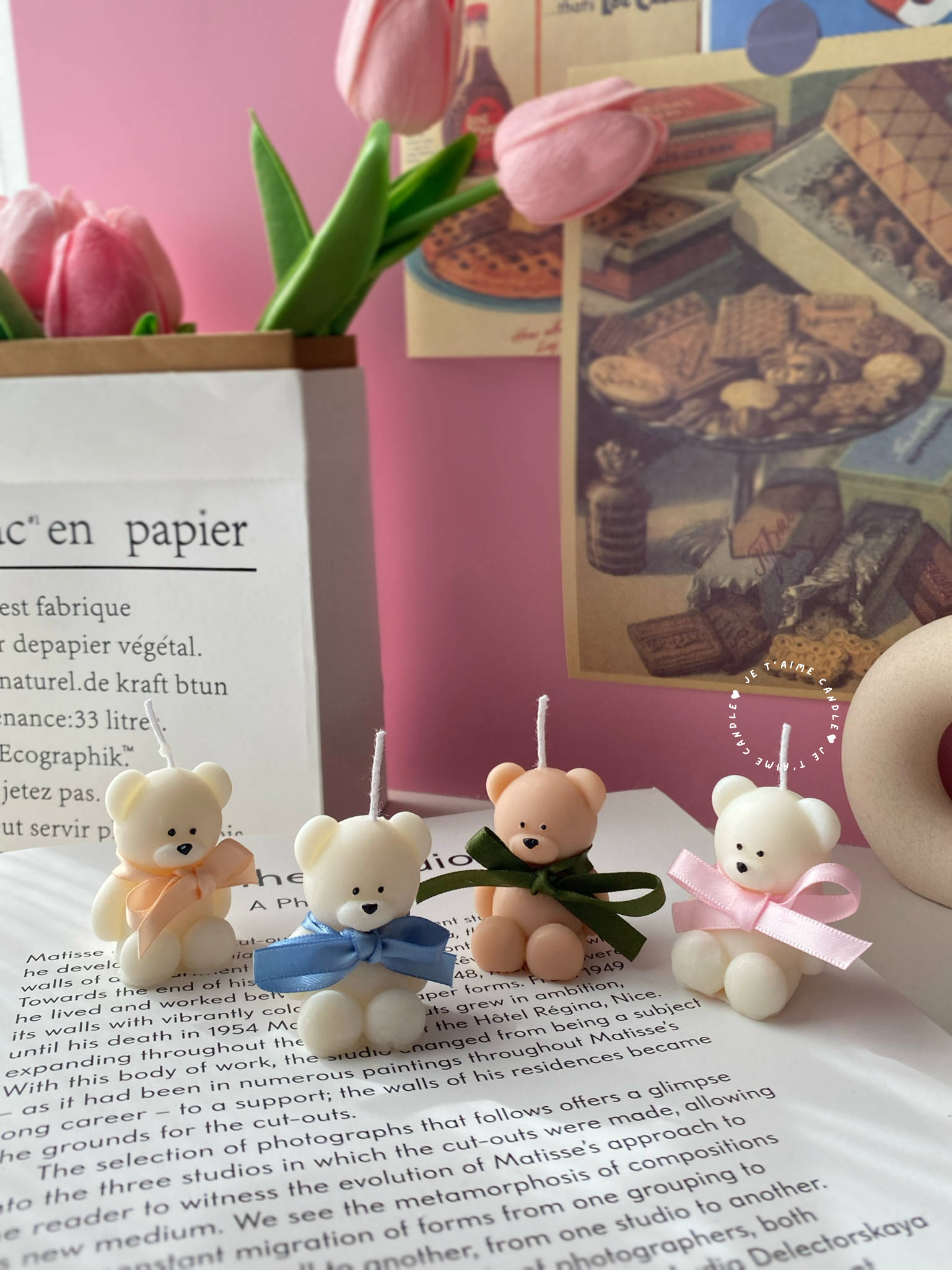 Mini Bear Candle with Ribbon - Image 4