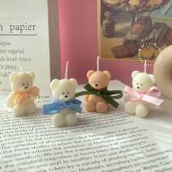 Mini Bear Candle with Ribbon