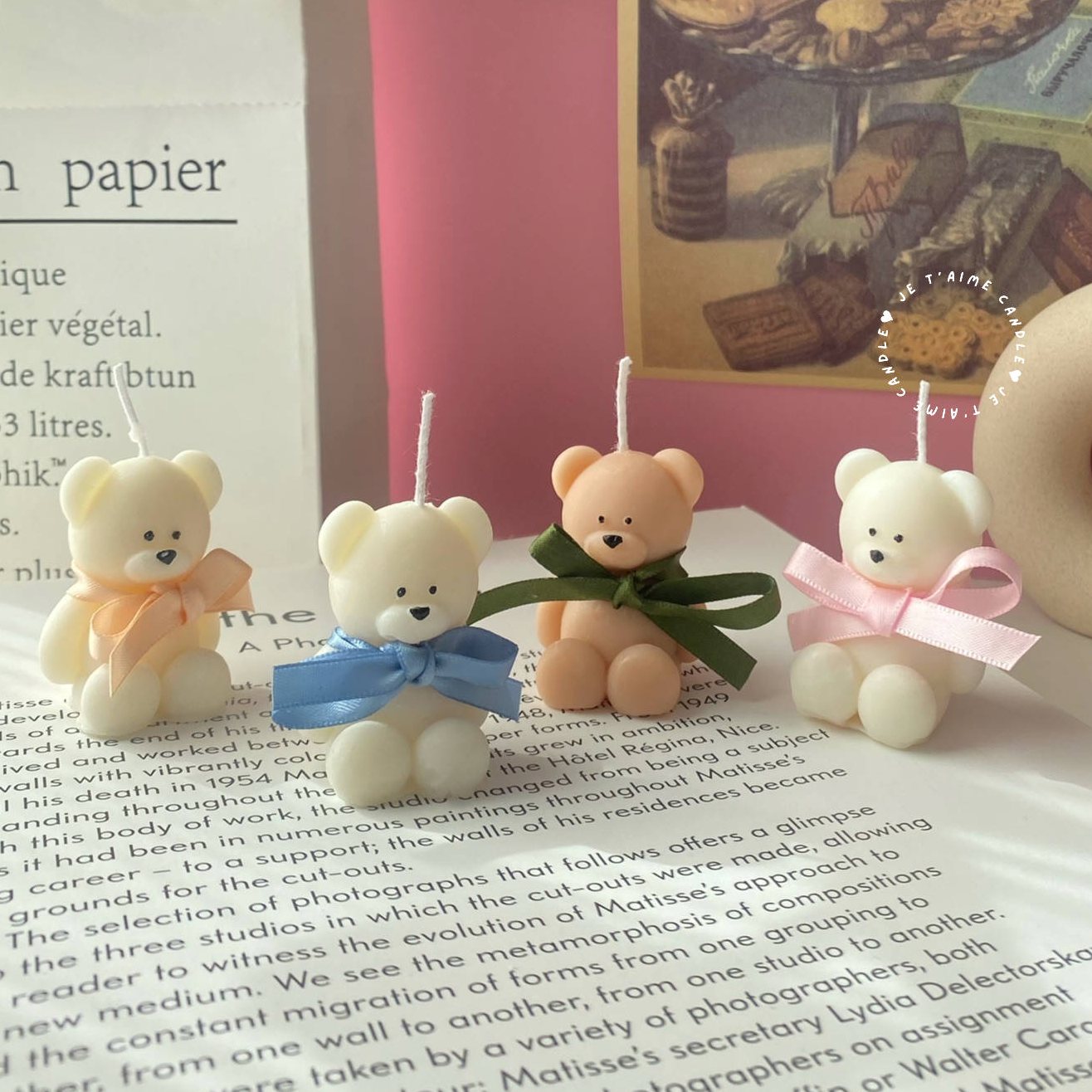 Mini Bear Candle with Ribbon
