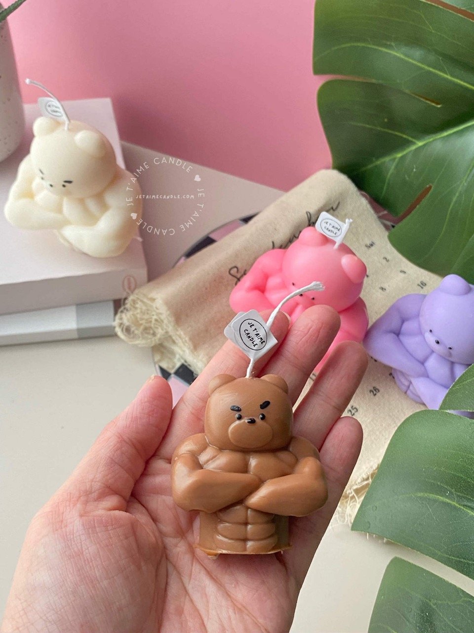 Set of 2 Buff Bear Candles - Image 16