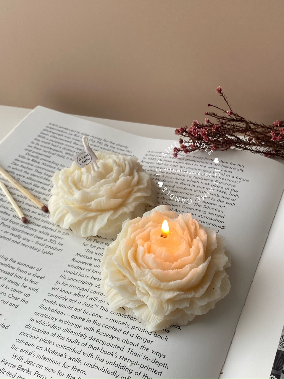 Peony Flower Candle Small - Image 4