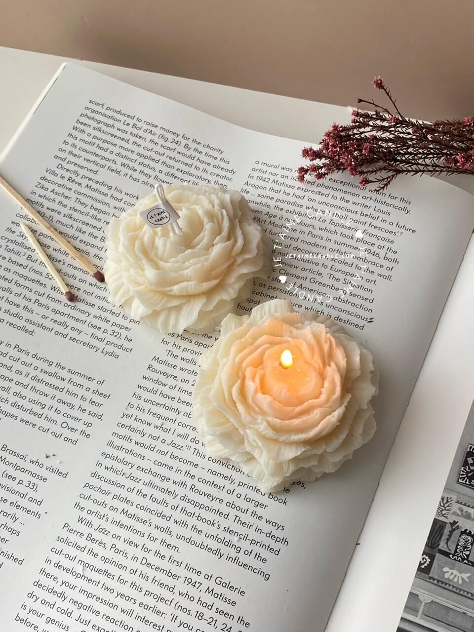 Peony Flower Candle Small - Image 5