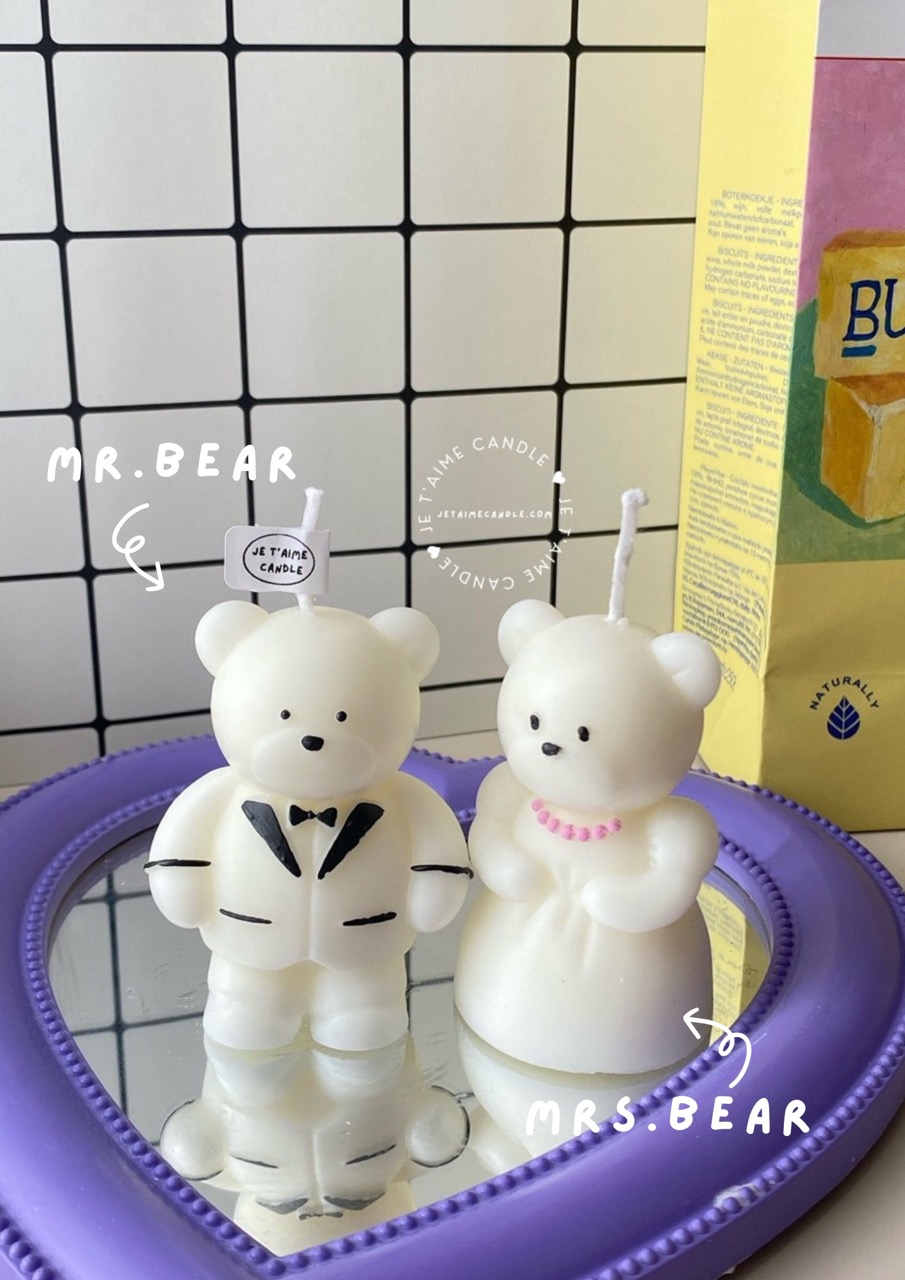 Wedding Couple Bear Candle Gift Set - Image 11