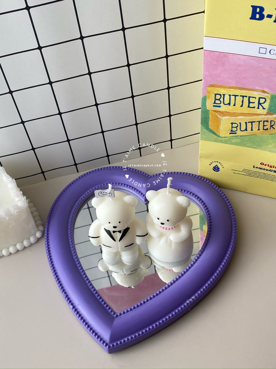 Wedding Couple Bear Candle Gift Set - Image 9