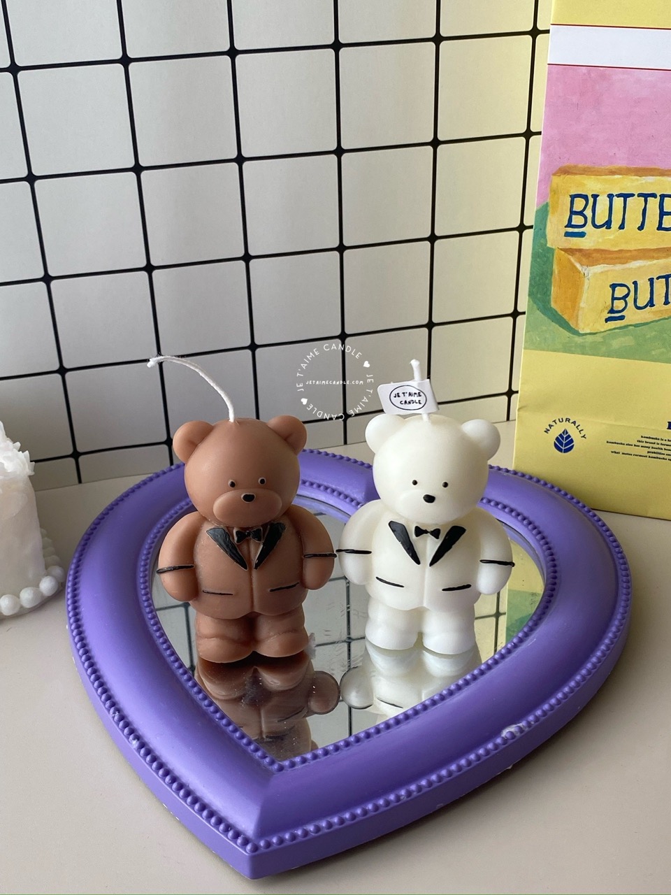 Wedding Couple Bear Candle Gift Set - Image 6