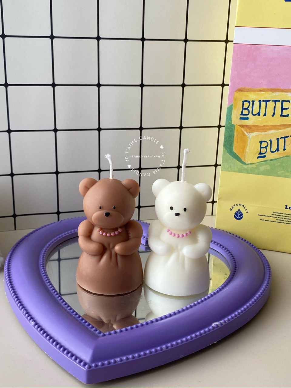 Wedding Couple Bear Candle Gift Set - Image 3