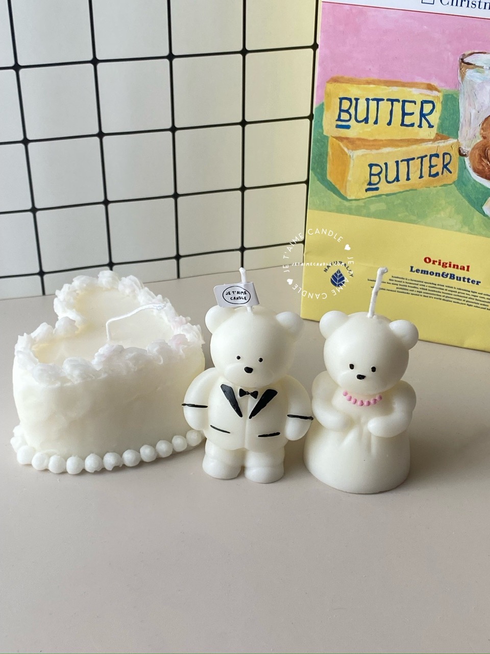 Wedding Couple Bear Candle Gift Set - Image 8