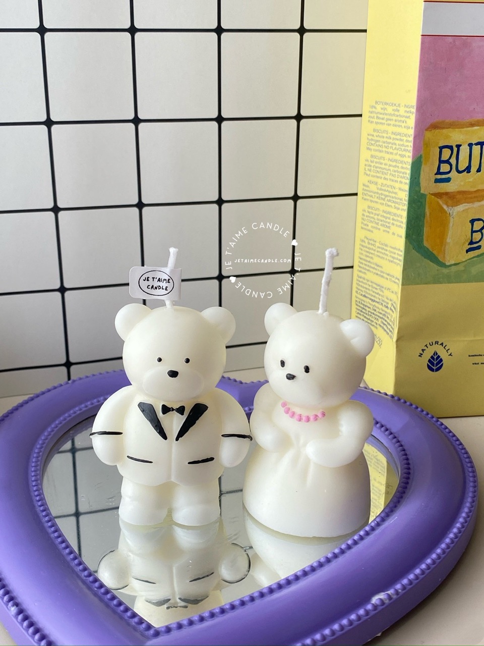 Wedding Couple Bear Candle Gift Set - Image 4