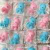 Mini Teddy Bear Candle in Gift Box with Personalized Label and Ribbon – a charming teddy bear-shaped candle, individually packaged with custom label and ribbon. Perfect for baby showers, gender reveals, and newborn celebrations, bringing warmth and a personal touch to any baby-themed event
