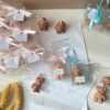 Mini Teddy Bear Candle in Gift Box with Personalized Label and Ribbon – a charming teddy bear-shaped candle, individually packaged with custom label and ribbon. Perfect for baby showers, gender reveals, and newborn celebrations, bringing warmth and a personal touch to any baby-themed event