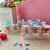 Mini Teddy Bear Candle in Gift Box with Personalized Label and Ribbon – a charming teddy bear-shaped candle, individually packaged with custom label and ribbon. Perfect for baby showers, gender reveals, and newborn celebrations, bringing warmth and a personal touch to any baby-themed event