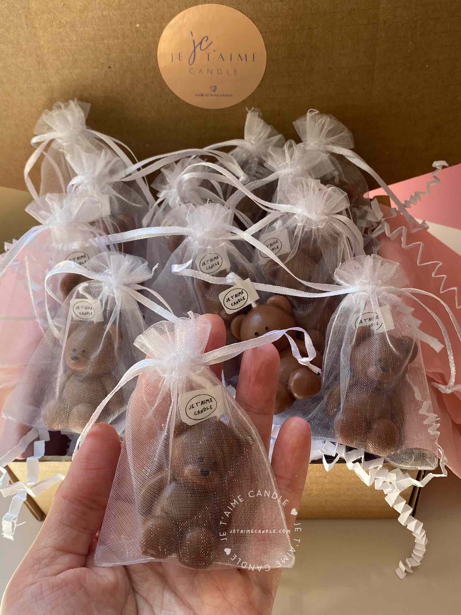 Mini Teddy Bear Candle with Organza Bag - Image 3