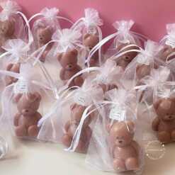 Mini Teddy Bear Candle with Organza Bag