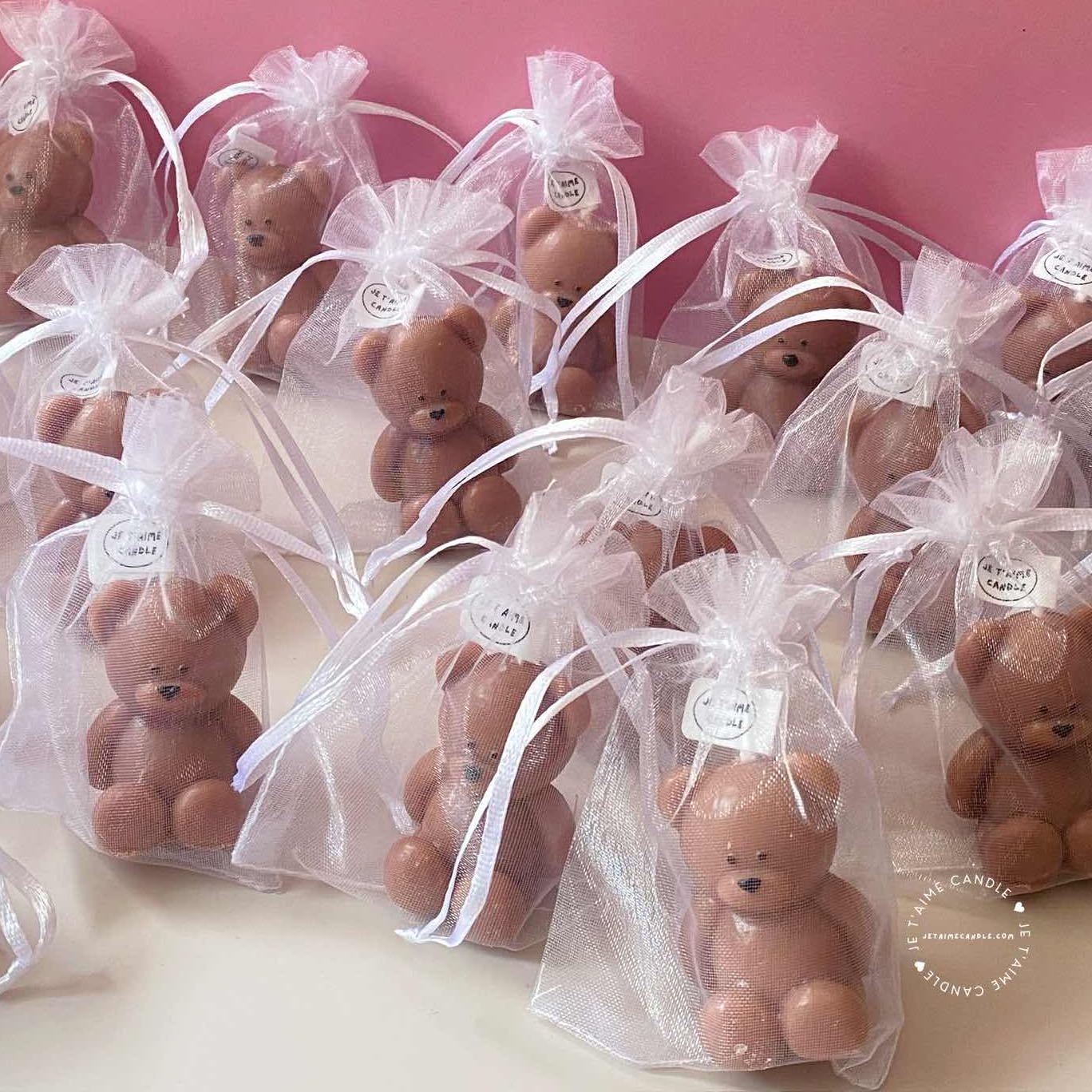 Mini Teddy Bear Candle with Organza Bag