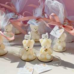 Personalized Mini Bear Candle Bell Charm Favors for Guest in Bulk Gift