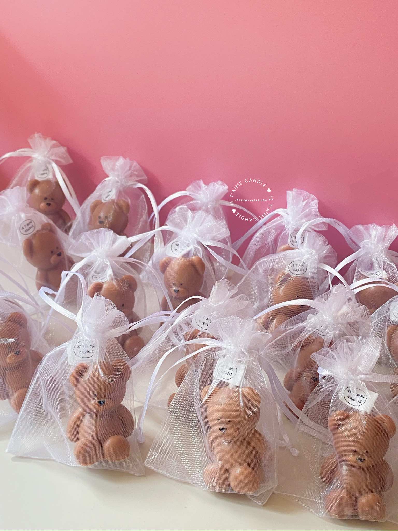 Mini Teddy Bear Candle with Organza Bag - Image 2